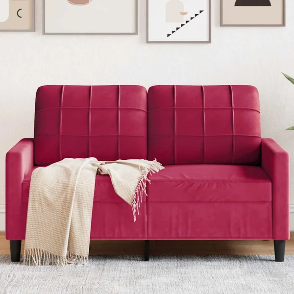 Canapé à 2 places Rouge bordeaux 120 cm Velours