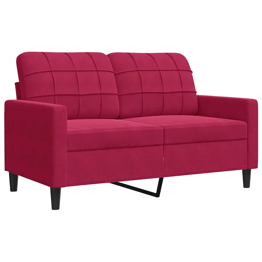 Canapé à 2 places Rouge bordeaux 120 cm Velours - 2