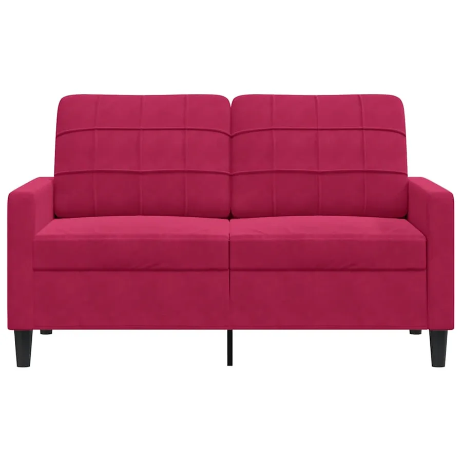 Canapé à 2 places Rouge bordeaux 120 cm Velours - 4