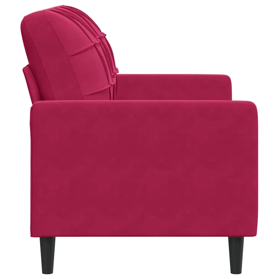 Canapé à 2 places Rouge bordeaux 120 cm Velours - 5