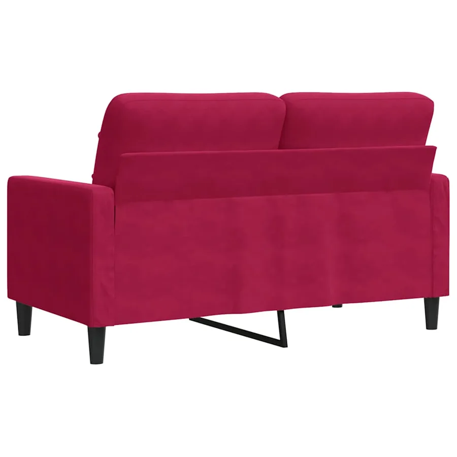 Canapé à 2 places Rouge bordeaux 120 cm Velours - 6