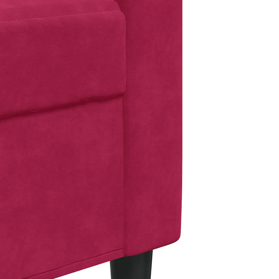 Canapé à 2 places Rouge bordeaux 120 cm Velours - 7