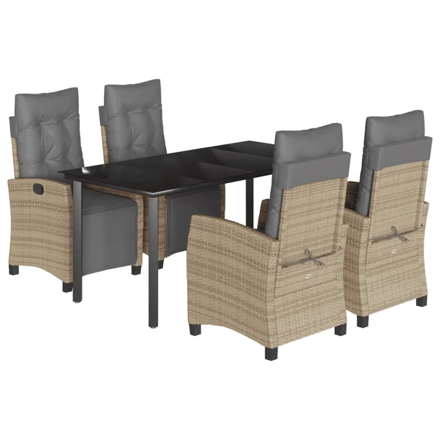 Ensemble à manger de jardin coussins 5 pcs mélange beige rotin - 2
