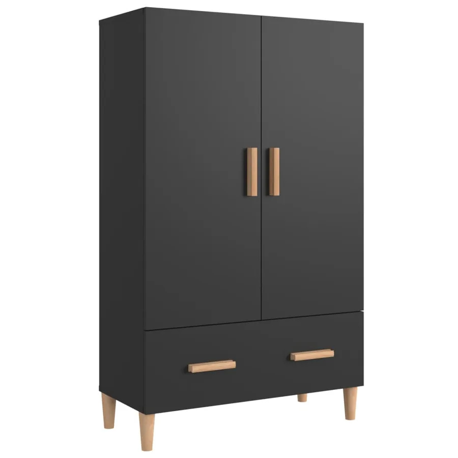 Buffet haut noir 70x31x115 cm bois d'ingénierie - 2