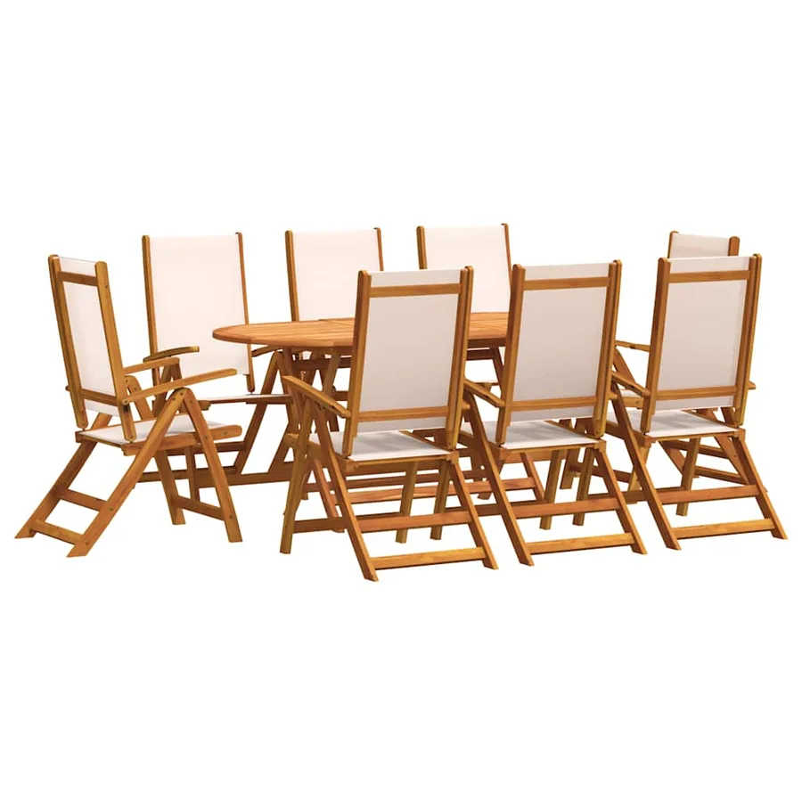 Ensemble à manger de jardin 9pcs bois d'acacia solide textilène - 2