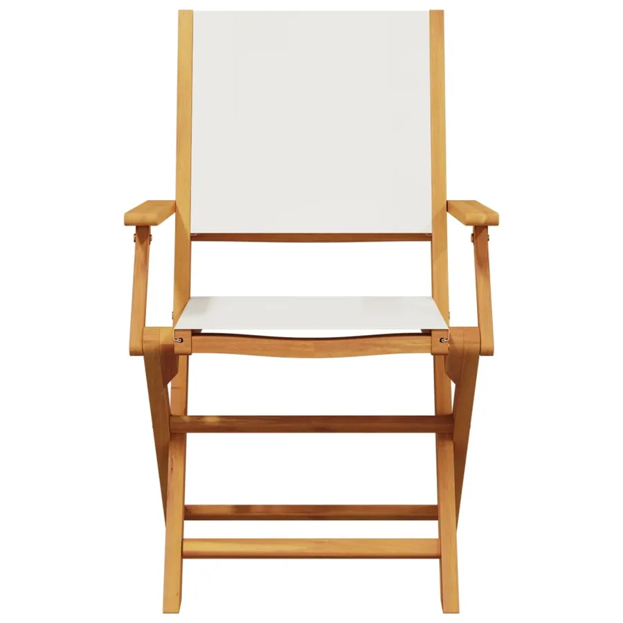 Ensemble à manger de jardin 5 pcs blanc crème tissu bois massif - 4