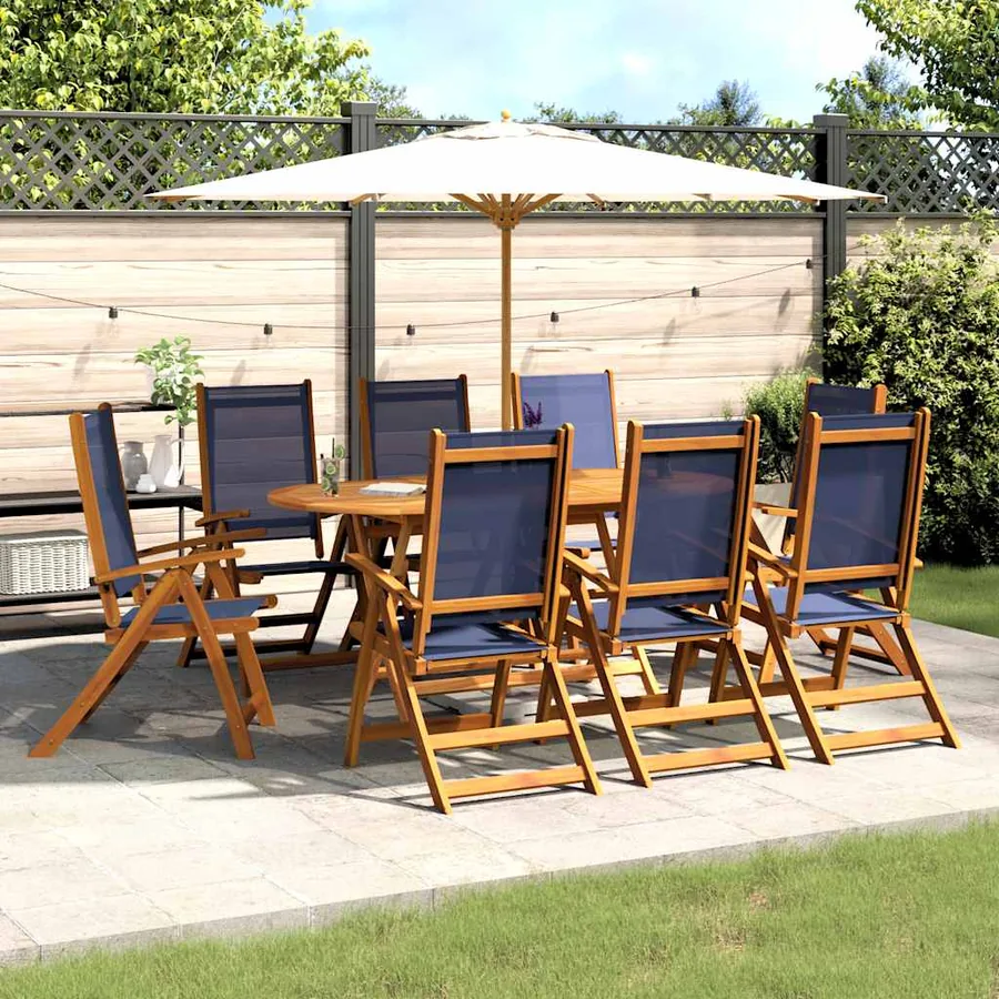 Ensemble à manger de jardin 9pcs bois d'acacia solide textilène