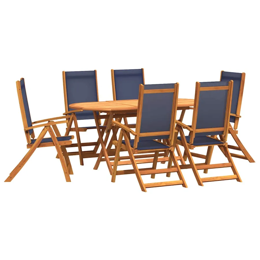 Ensemble à manger de jardin 9pcs bois d'acacia solide textilène - 2