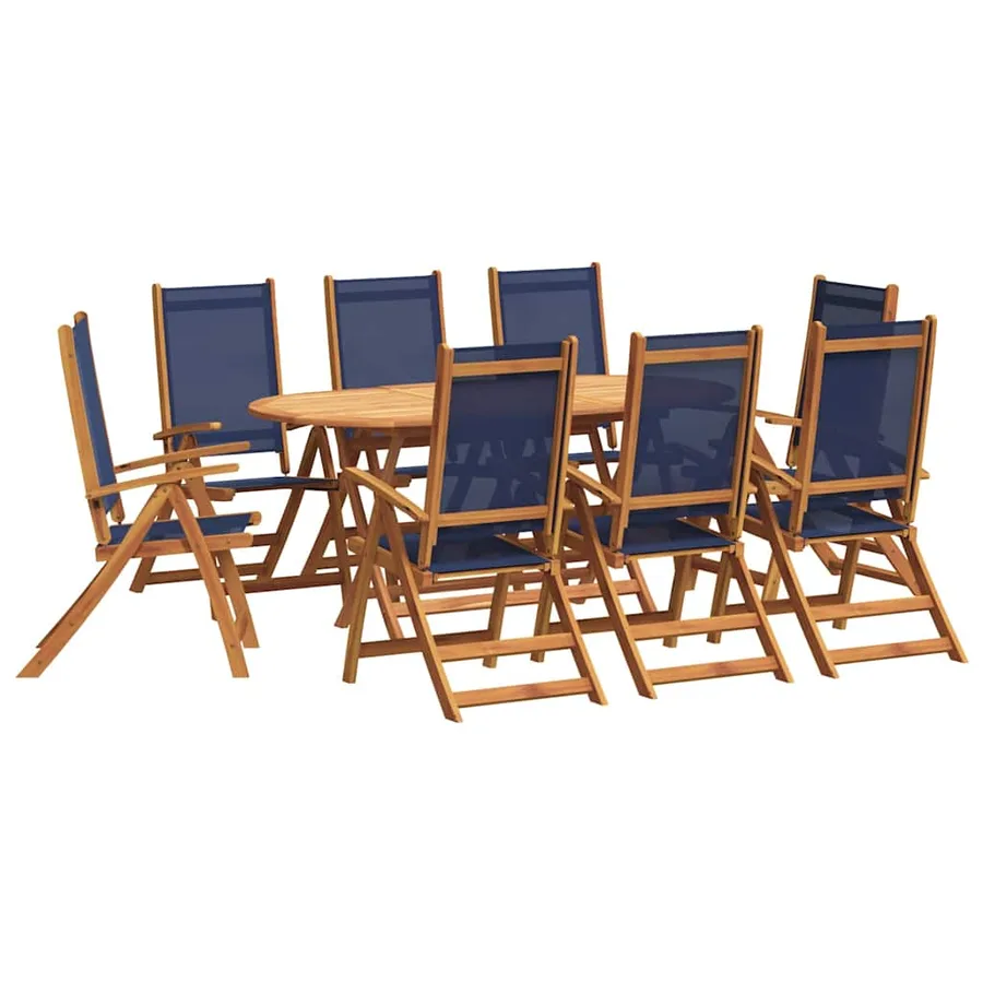 Ensemble à manger de jardin 9pcs bois d'acacia solide textilène - 5