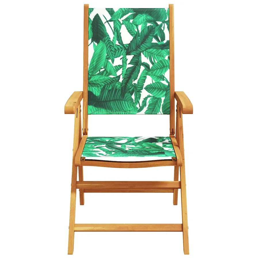 Ensemble à manger de jardin 7 pcs motif de feuilles tissu bois - 4