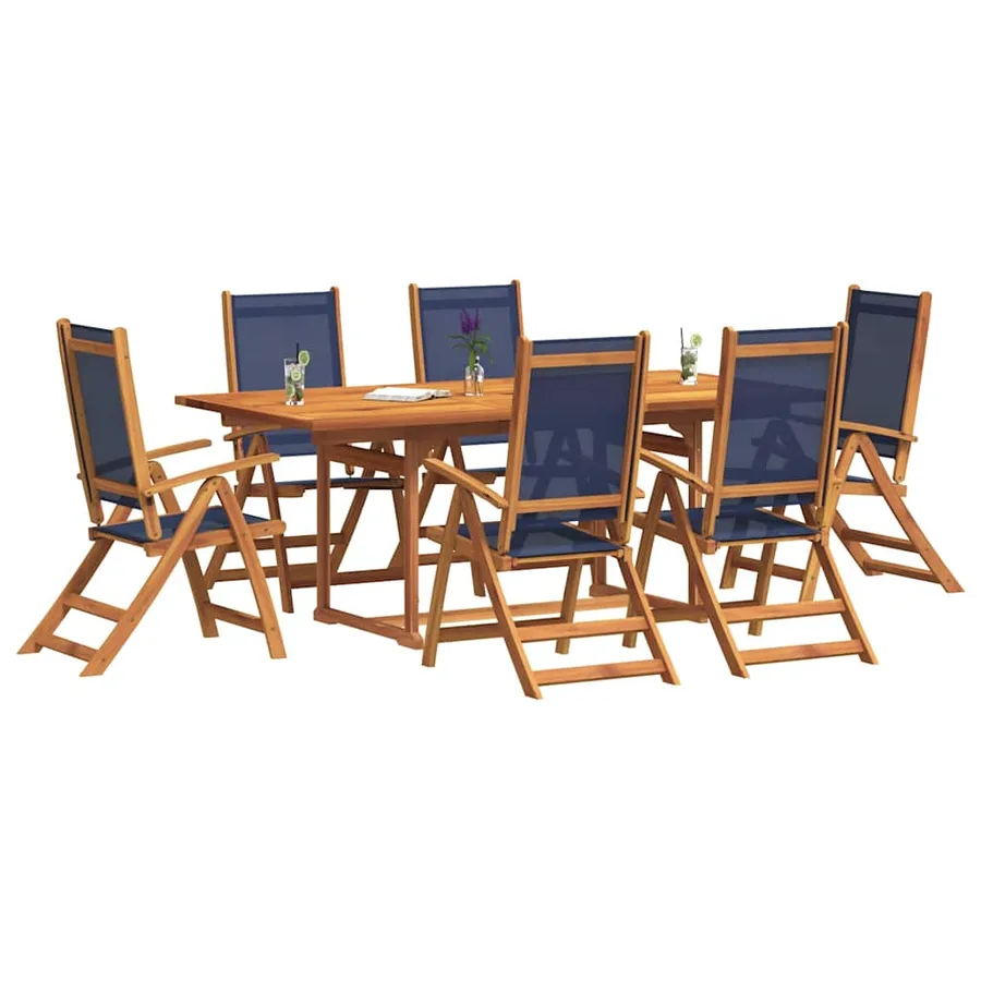 Ensemble à Manger de jardin 7pcs bois d'acacia solide textilène - 7