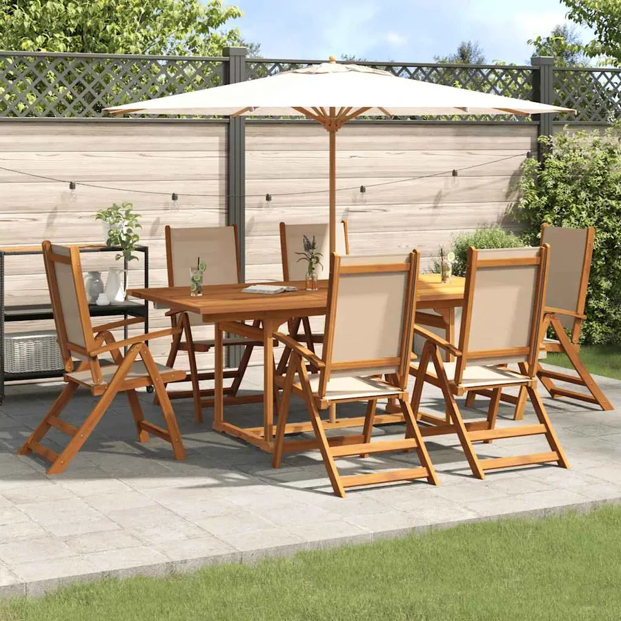 Ensemble à Manger de jardin 7pcs bois d'acacia solide textilène