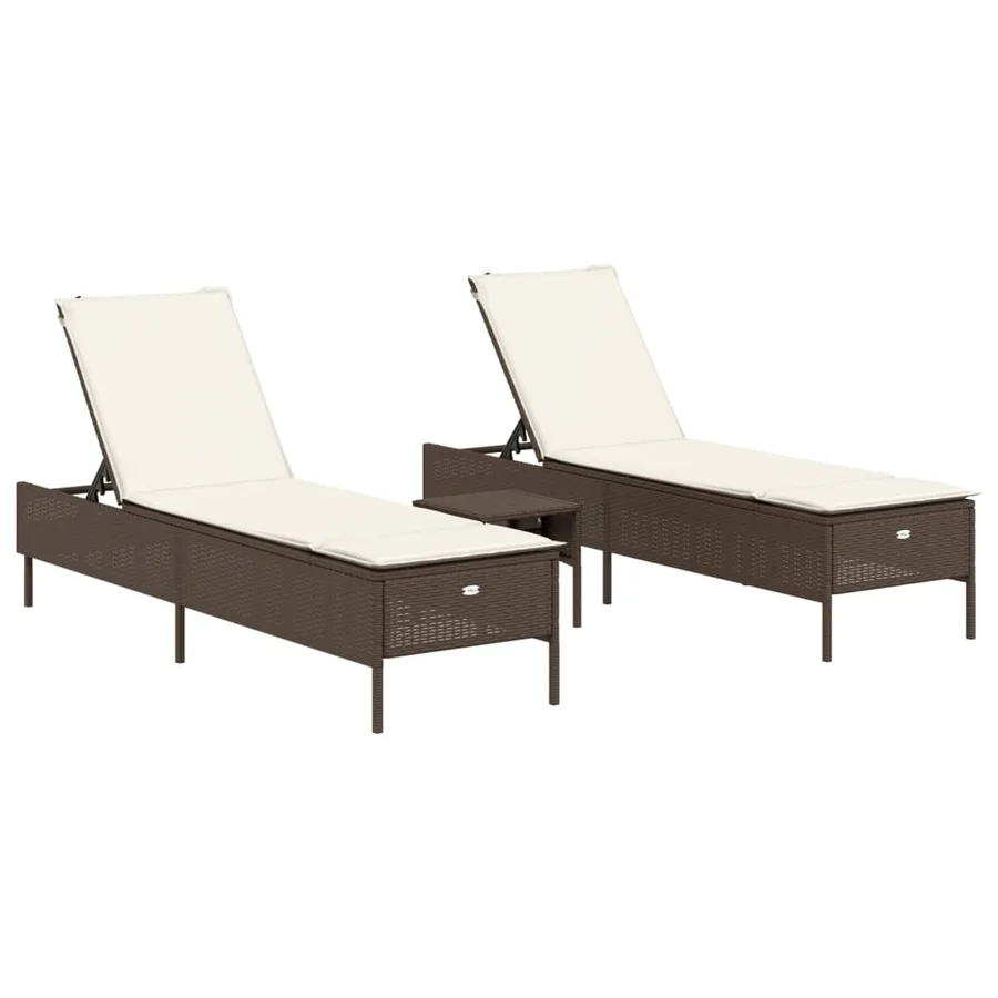 Ensemble de chaises longues avec coussins 3 pcs gris poly rotin - 32