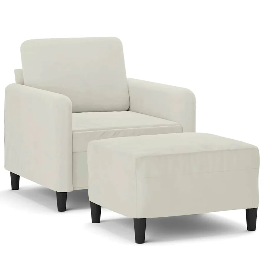 Fauteuil avec repose-pied Crème 60 cm Velours - 2