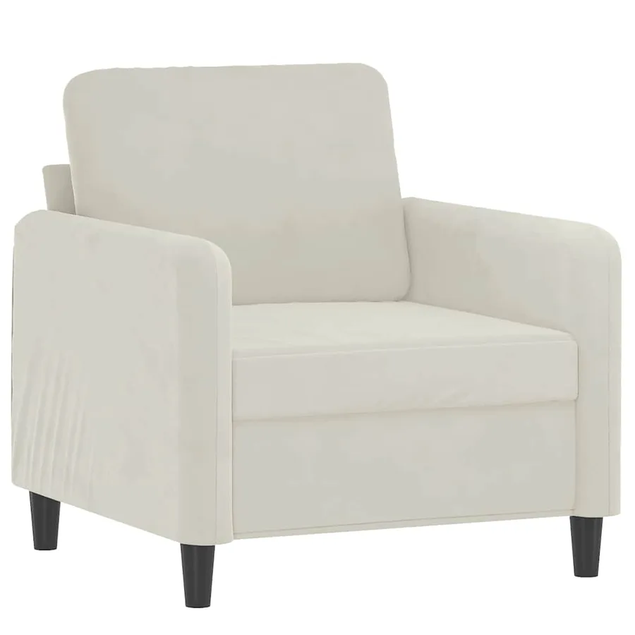 Fauteuil avec repose-pied Crème 60 cm Velours - 4