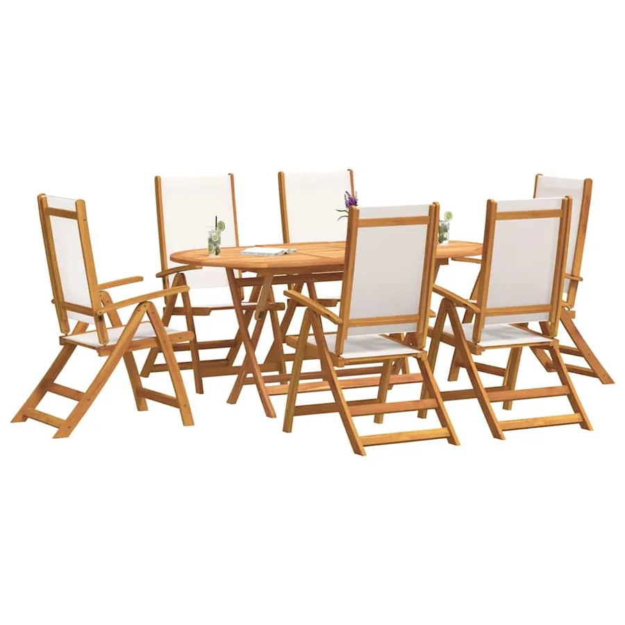 Ensemble à Manger de jardin 7pcs bois d'acacia solide textilène - 2