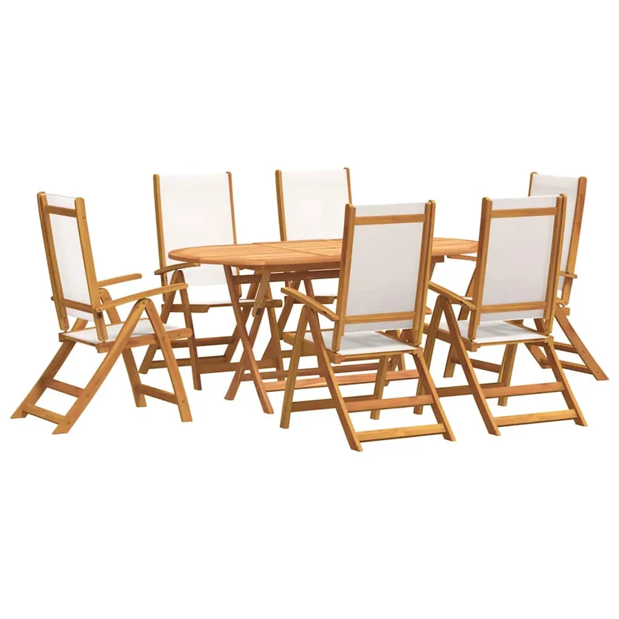 Ensemble à Manger de jardin 7pcs bois d'acacia solide textilène - 5