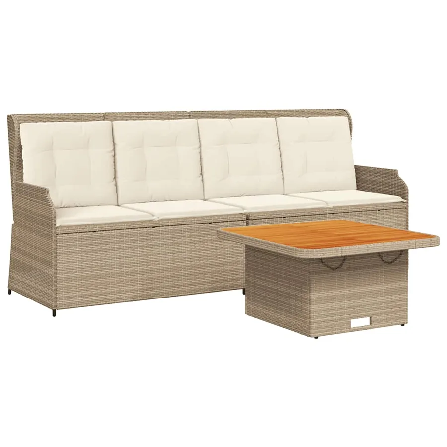 Salon de jardin avec coussins 3 pcs beige résine tressée - 2
