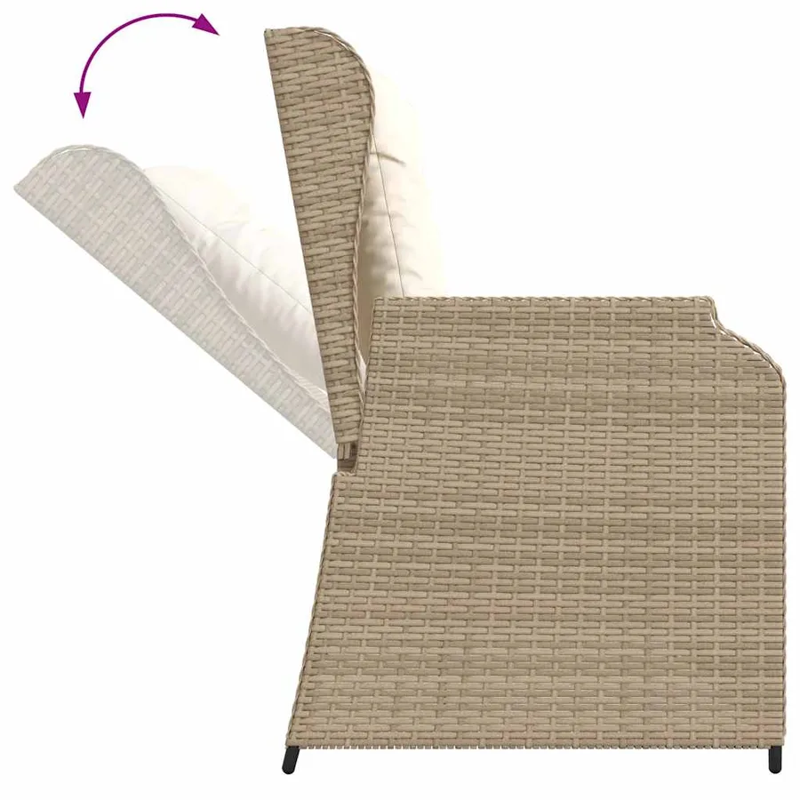 Salon de jardin avec coussins 3 pcs beige résine tressée - 6