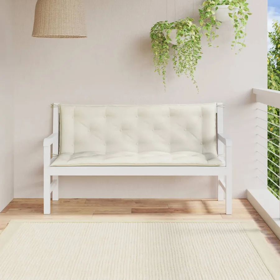 Coussins de banc de jardin lot de 2 crème mélangé tissu - 3