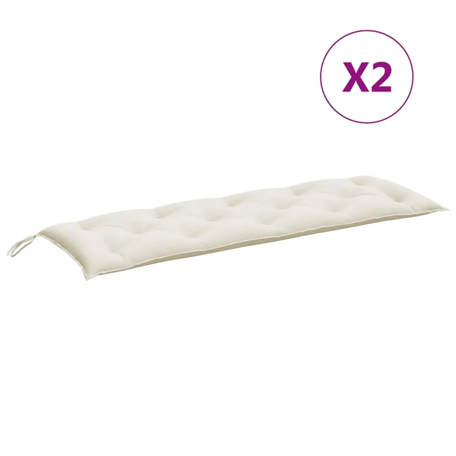 Coussins de banc de jardin lot de 2 crème mélangé tissu - 4