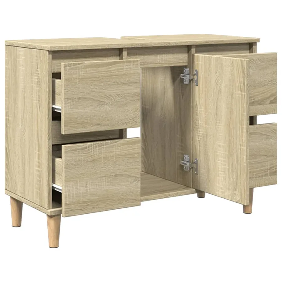 Meuble d'évier chêne sonoma 80x33x60 cm bois d'ingénierie - 6
