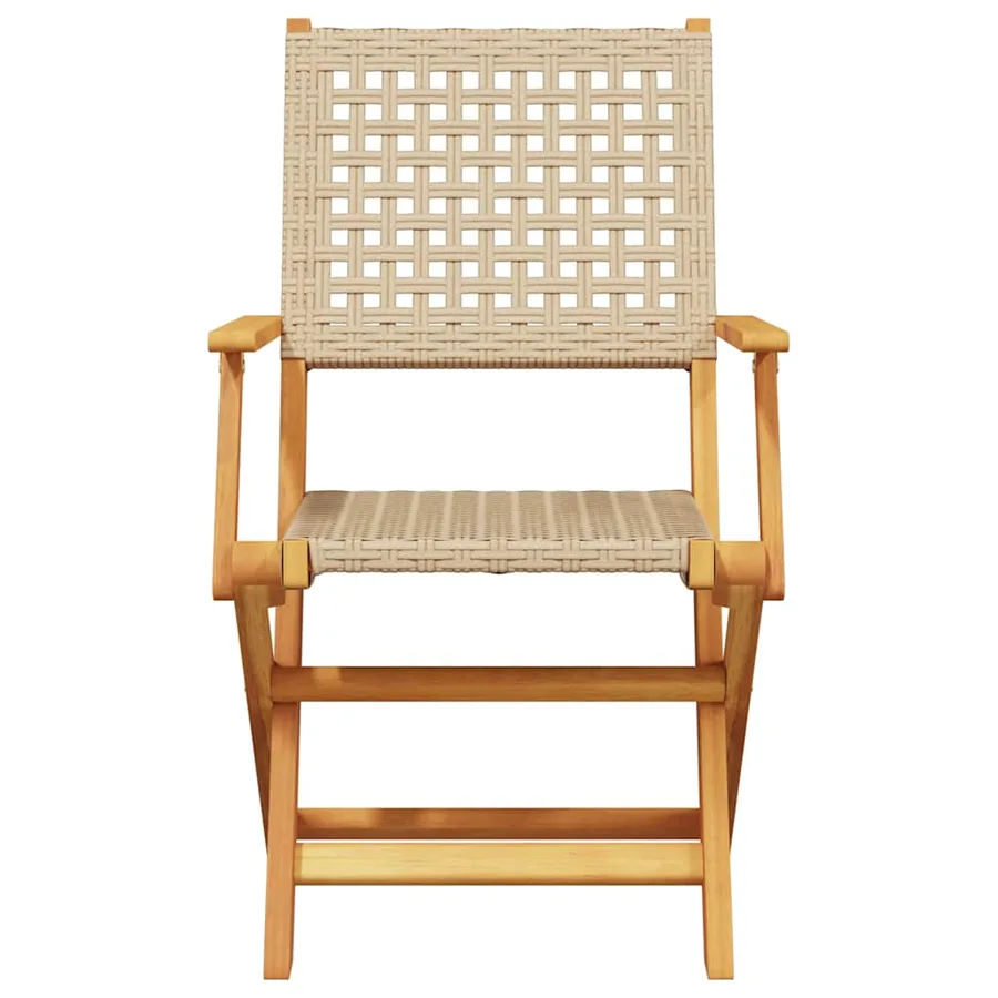 Ensemble de bistro 3 pcs beige résine tressée et bois massif - 4