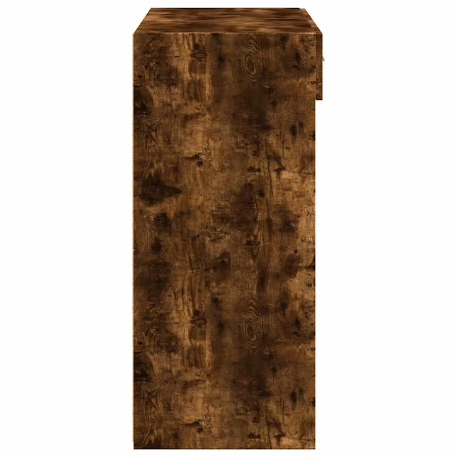 Buffet haut chêne fumé 80x42,5x124 cm bois d'ingénierie - 5