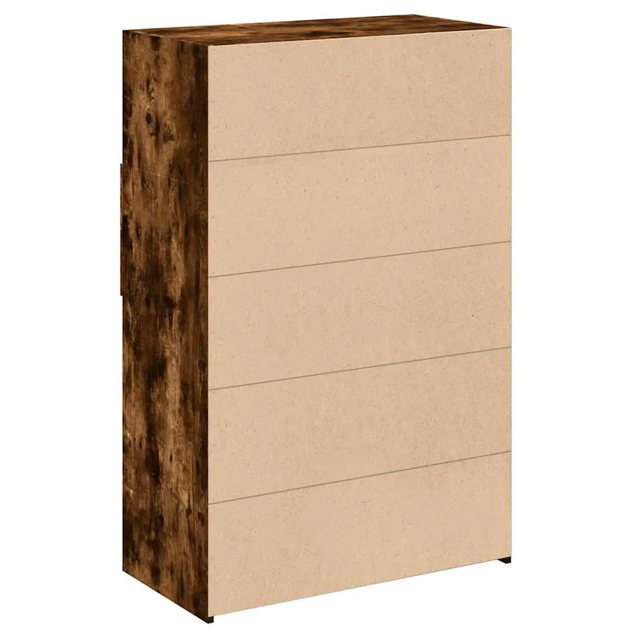Buffet haut chêne fumé 80x42,5x124 cm bois d'ingénierie - 6