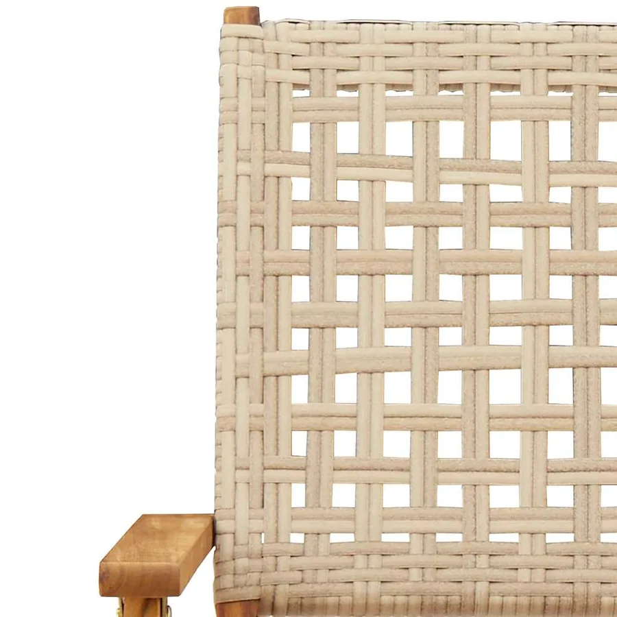 Ensemble de bistro 3 pcs beige résine tressée et bois massif - 10