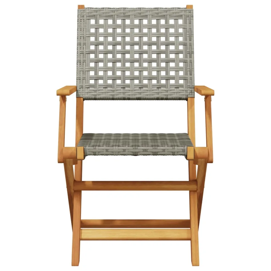 Chaises de jardin pliantes lot de 4 gris poly rotin bois massif - 4