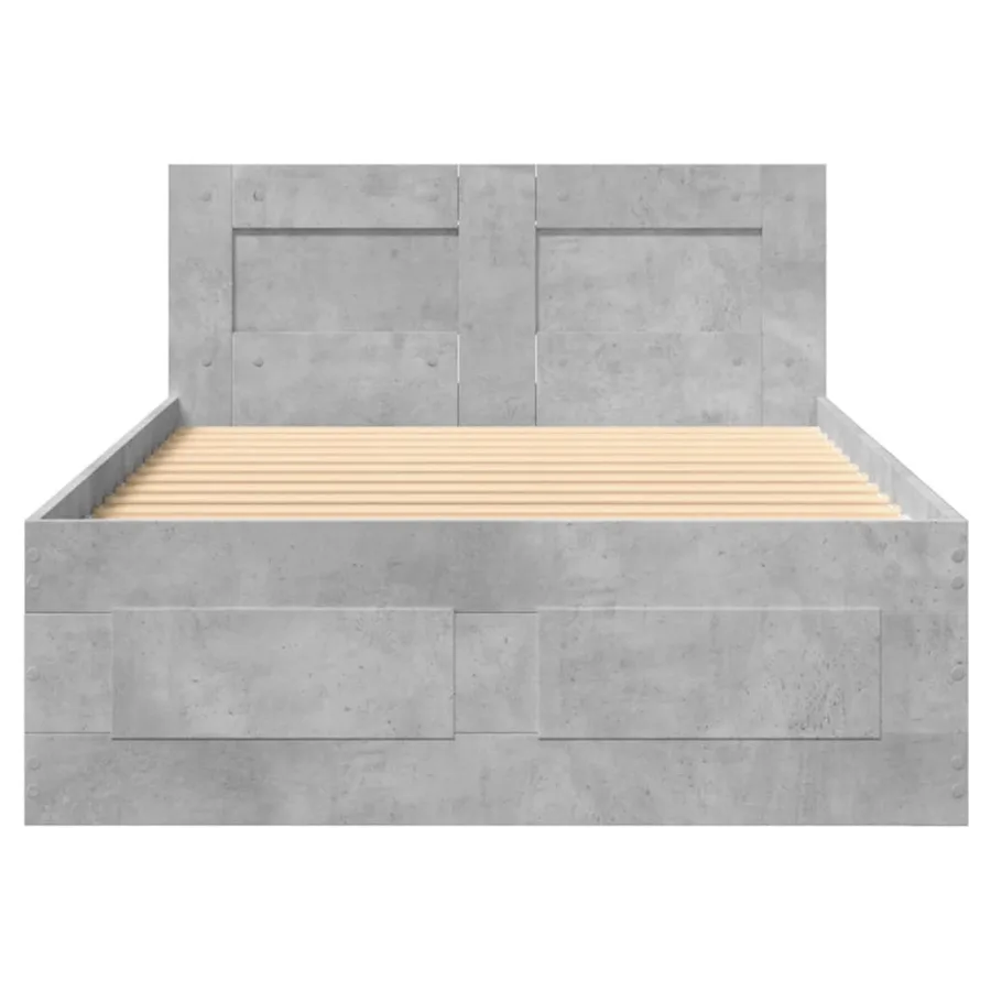 Cadre de lit avec tête de lit sans matelas gris béton 75x190 cm - 5