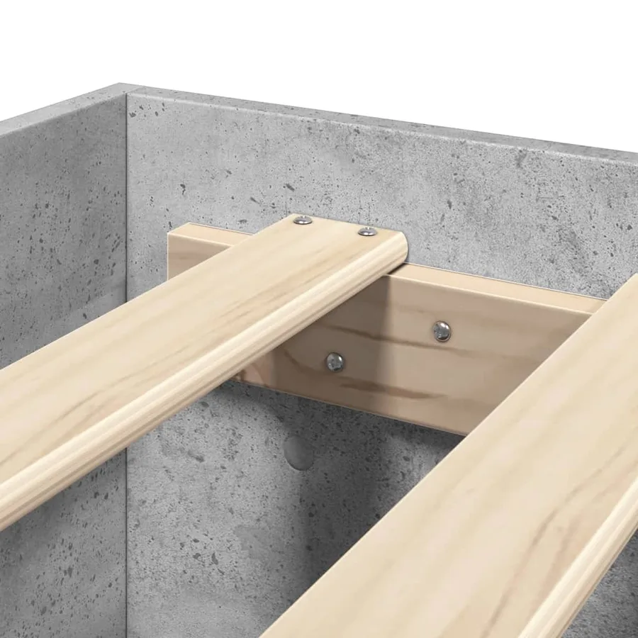 Cadre de lit avec tête de lit sans matelas gris béton 75x190 cm - 9