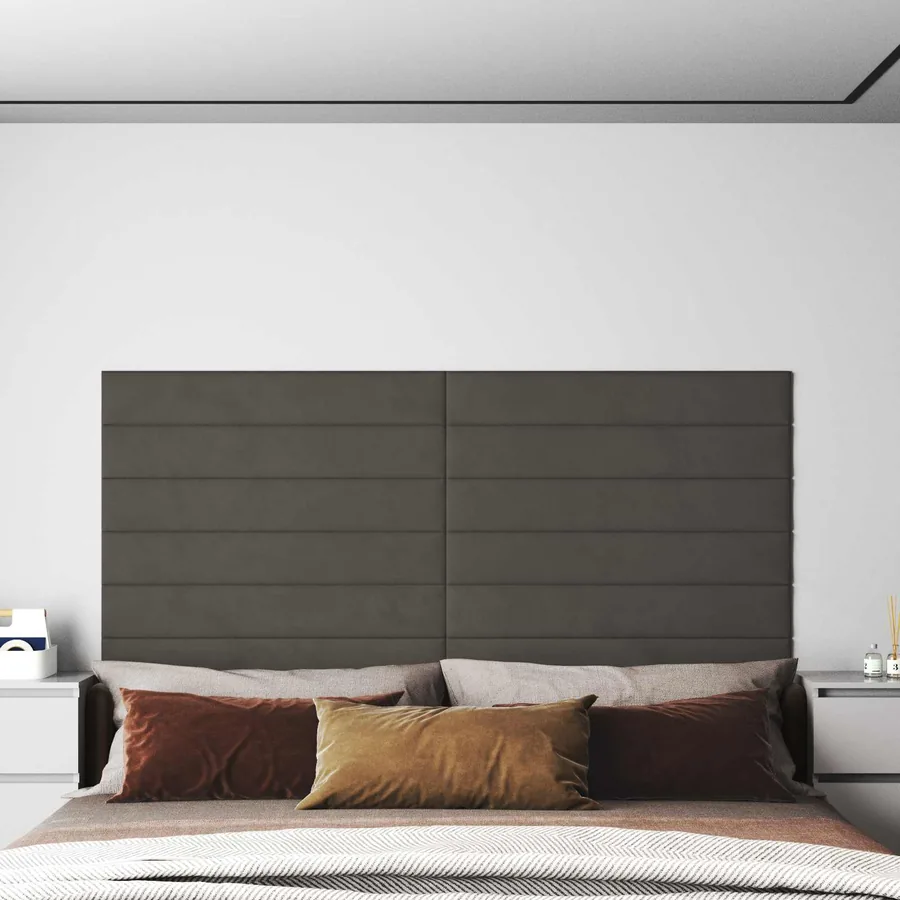 Tête de lit murale 12 pcs Gris foncé Velours
