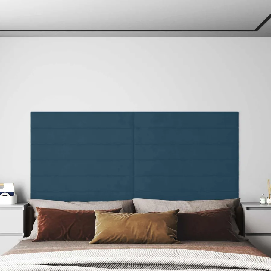 Tête de lit murale 12 pcs Bleu Velours