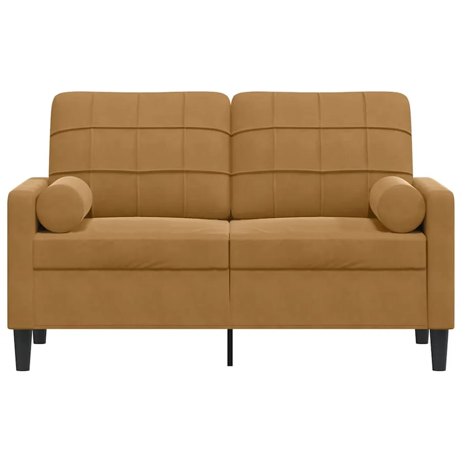 Canapé 2 places avec oreillers décoratifs brun 120 cm velours - 3