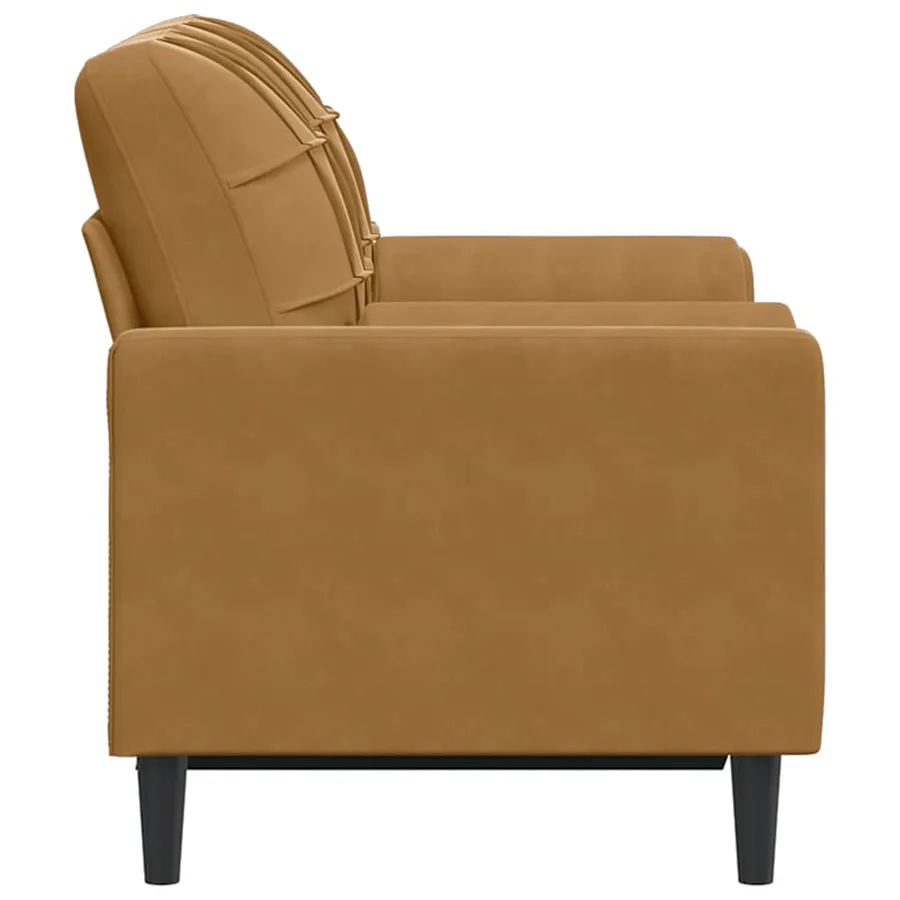 Canapé 2 places avec oreillers décoratifs brun 120 cm velours - 4