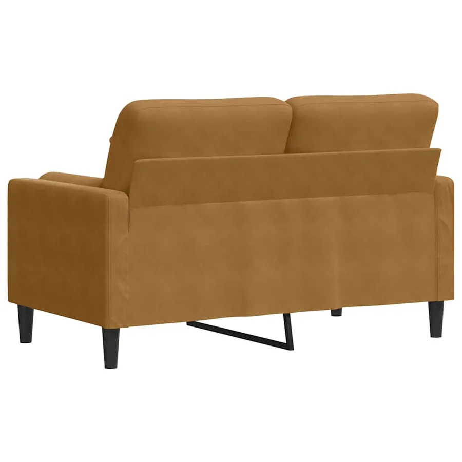 Canapé 2 places avec oreillers décoratifs brun 120 cm velours - 5