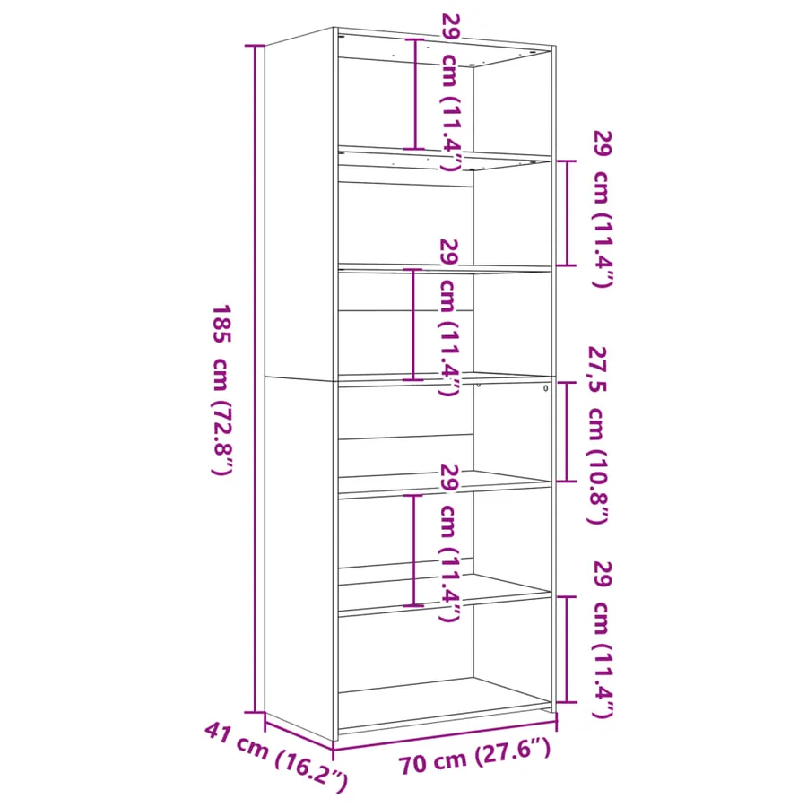 Buffet haut blanc 70x41x185 cm bois d'ingénierie - 9