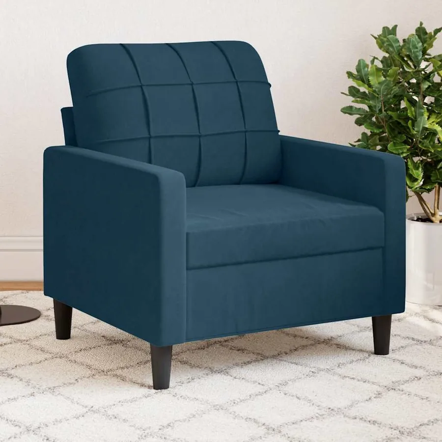 Fauteuil Bleu 60 cm Velours