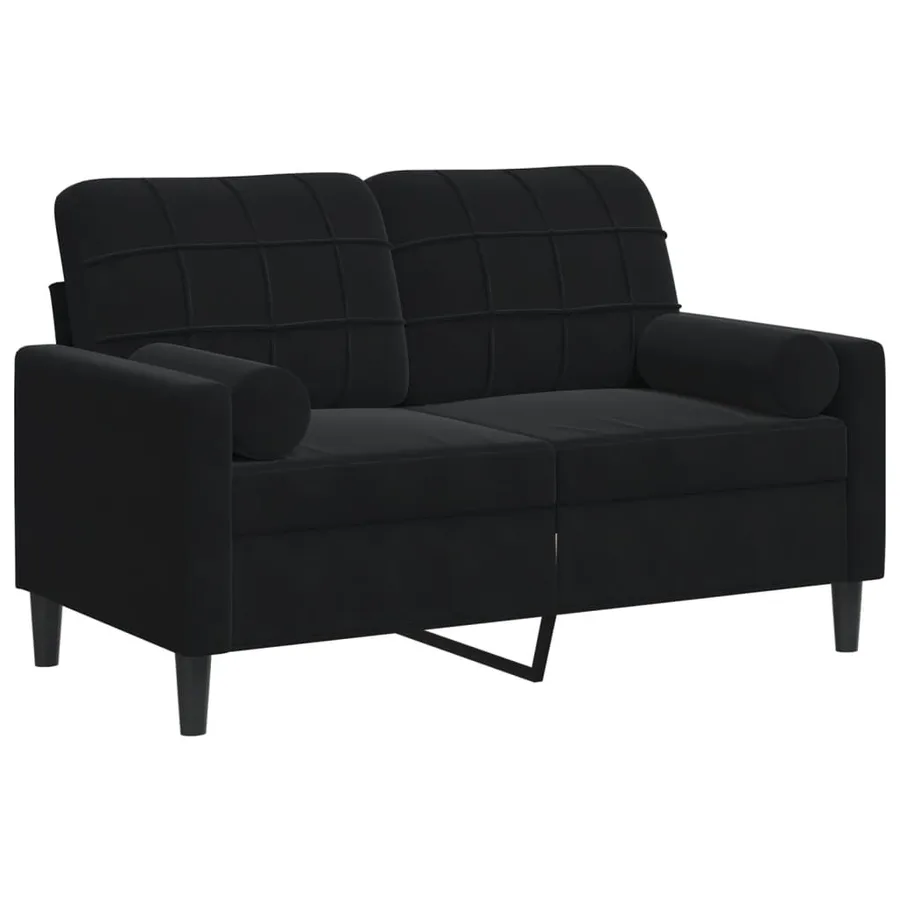 Canapé 2 places avec oreillers décoratifs noir 120 cm velours - 2