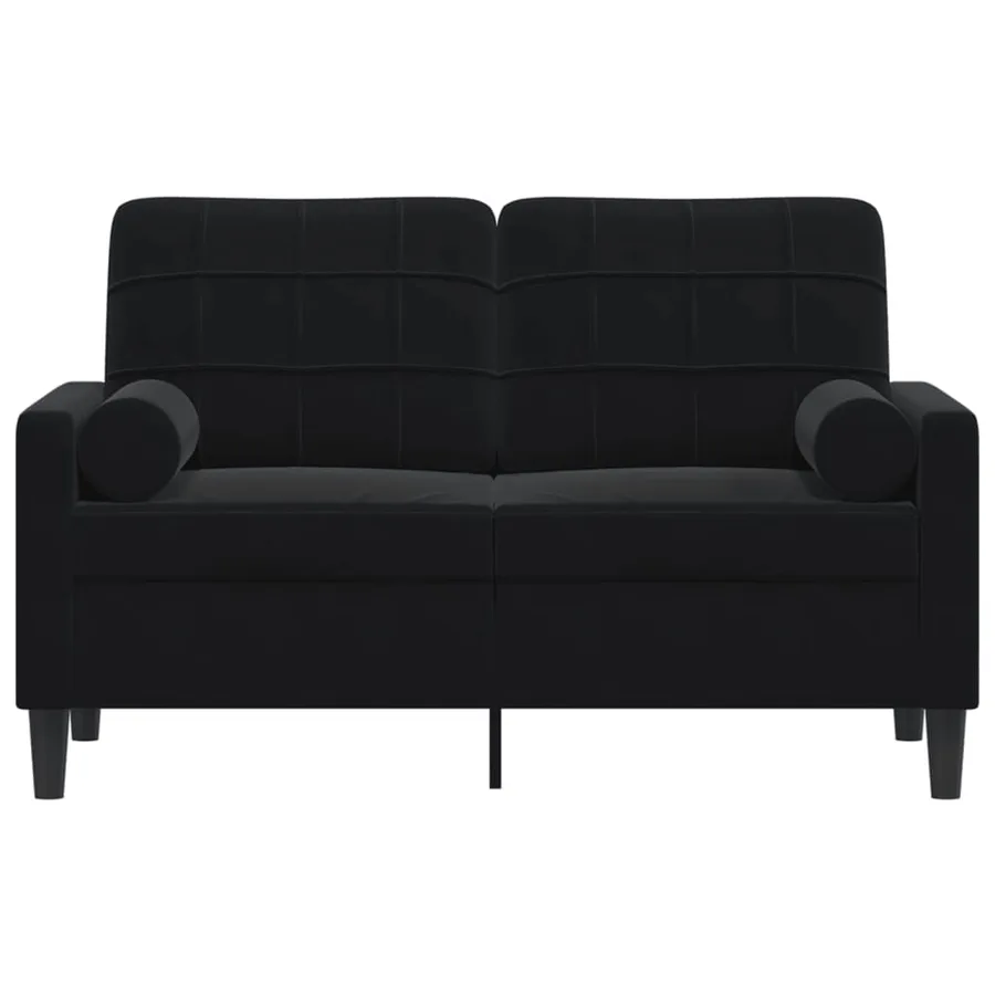 Canapé 2 places avec oreillers décoratifs noir 120 cm velours - 3