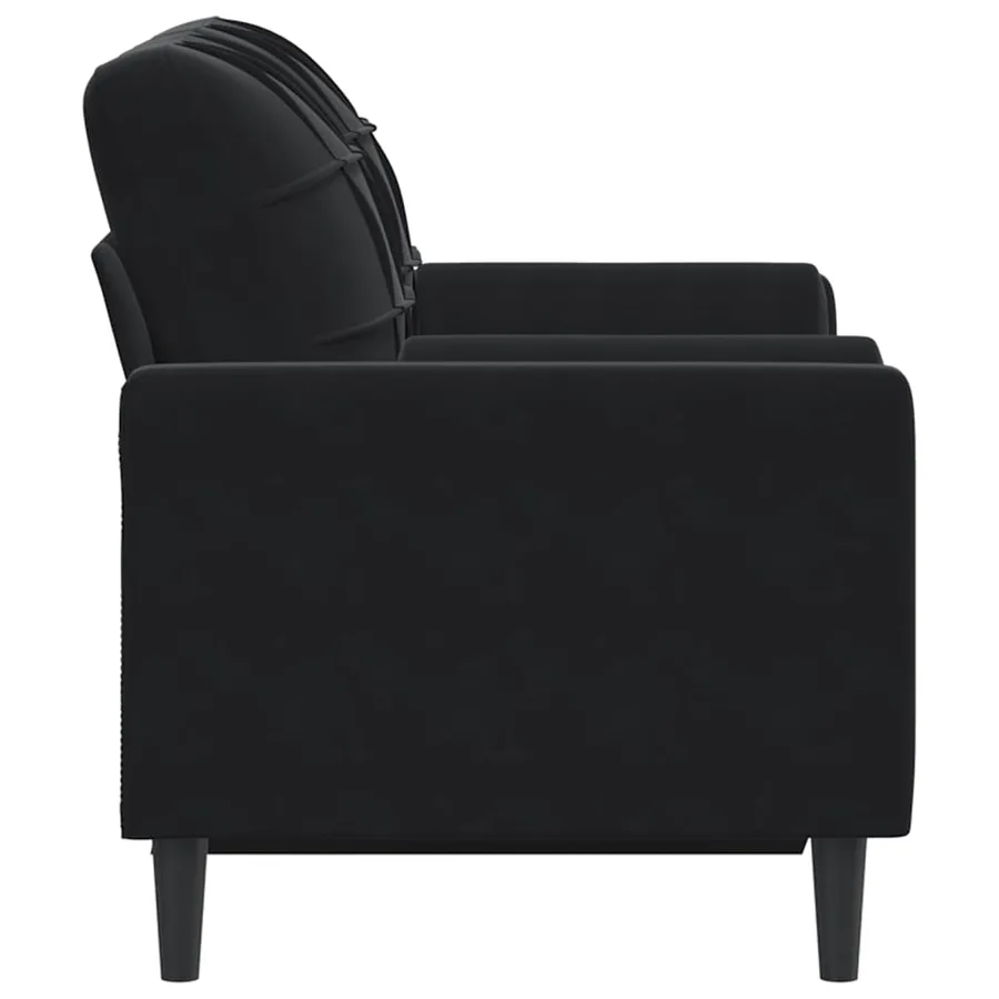Canapé 2 places avec oreillers décoratifs noir 120 cm velours - 4