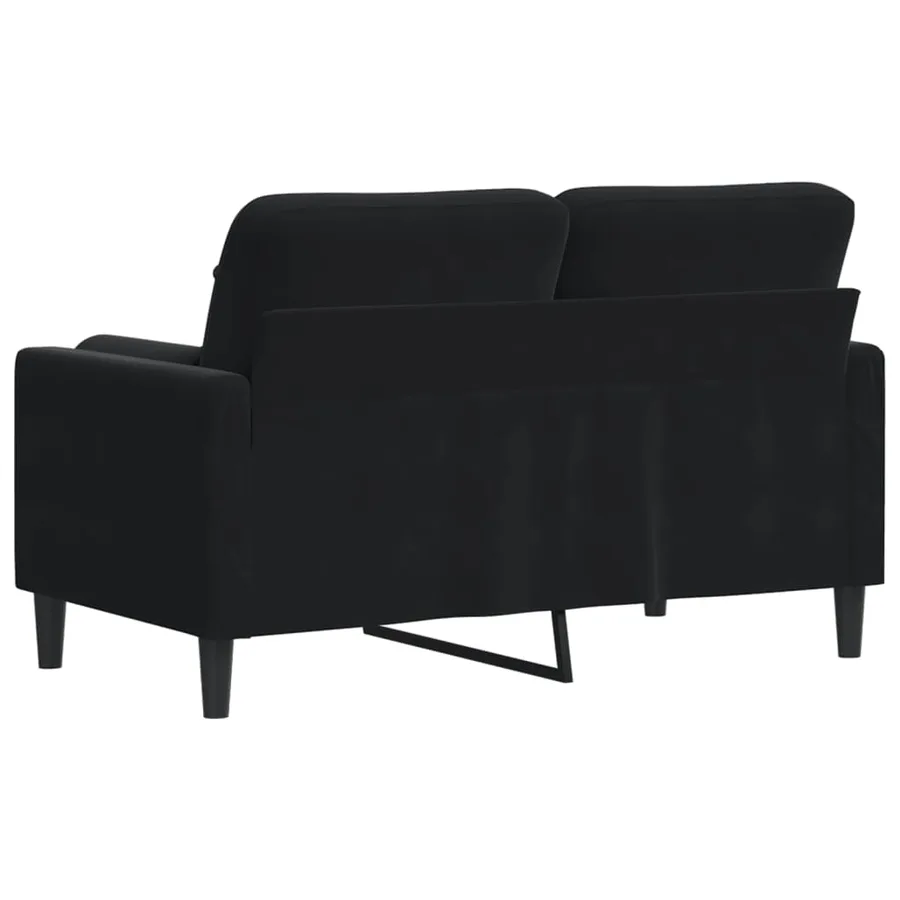 Canapé 2 places avec oreillers décoratifs noir 120 cm velours - 5