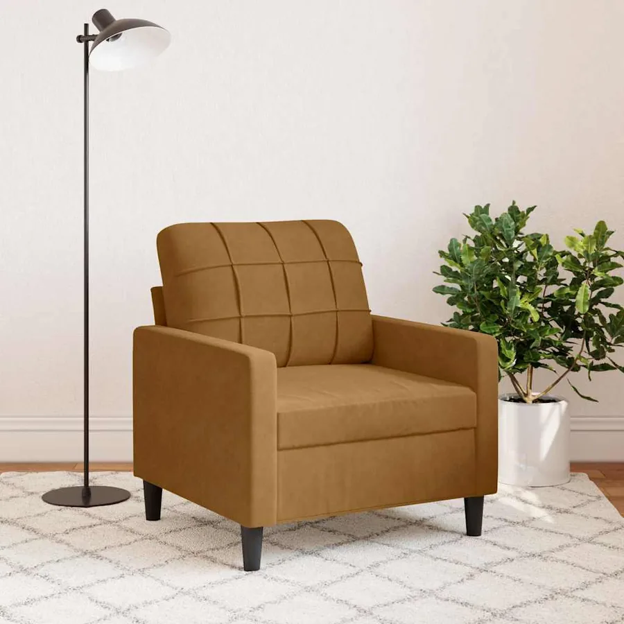 Fauteuil Marron 60 cm Velours