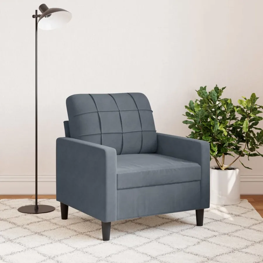 Fauteuil Gris foncé 60 cm Velours - 3