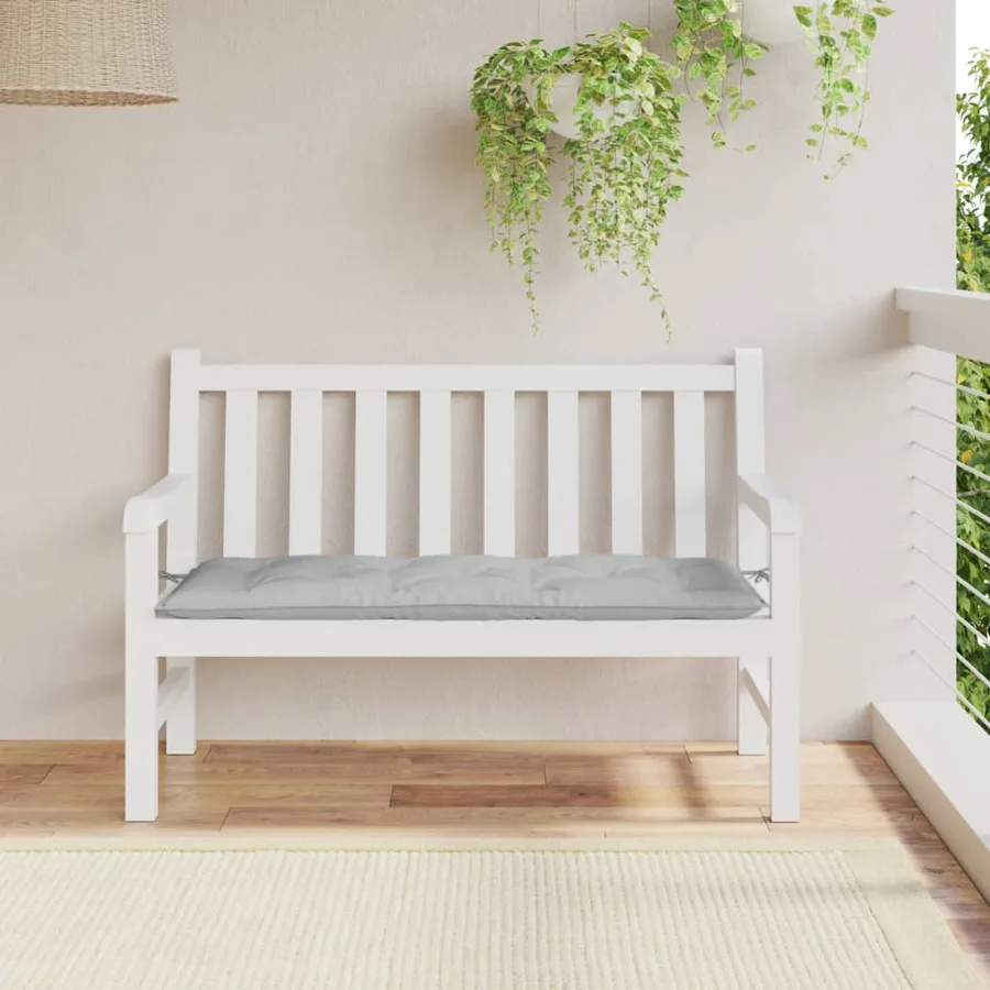 Coussin de banc de jardin gris clair mélangé 120x50x7 cm tissu - 3