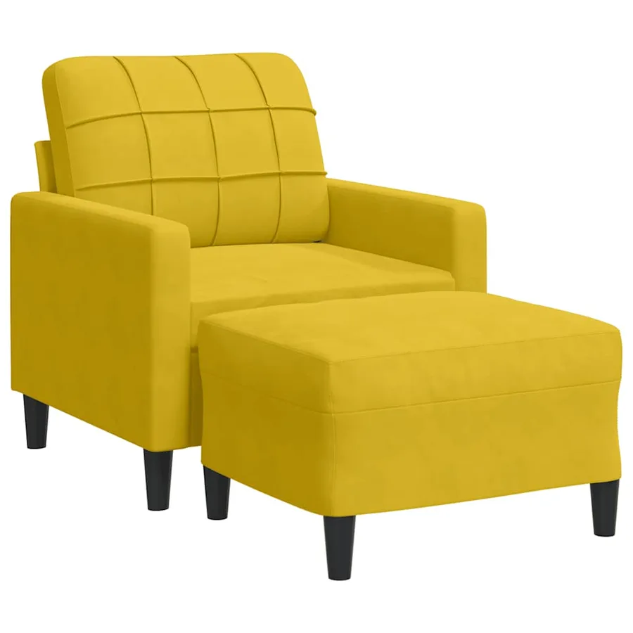 Fauteuil avec repose-pied jaune 60 cm velours - 2