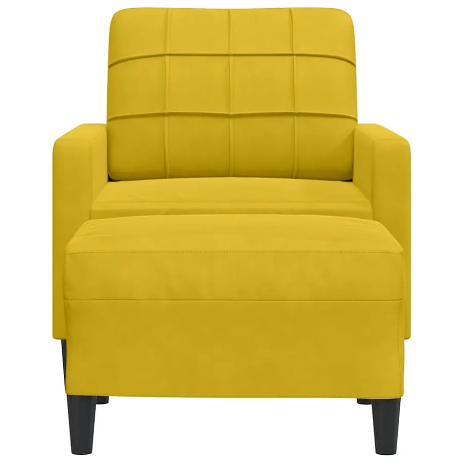 Fauteuil avec repose-pied jaune 60 cm velours - 3