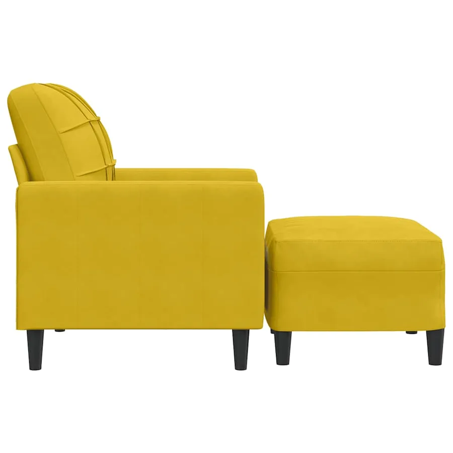 Fauteuil avec repose-pied jaune 60 cm velours - 4